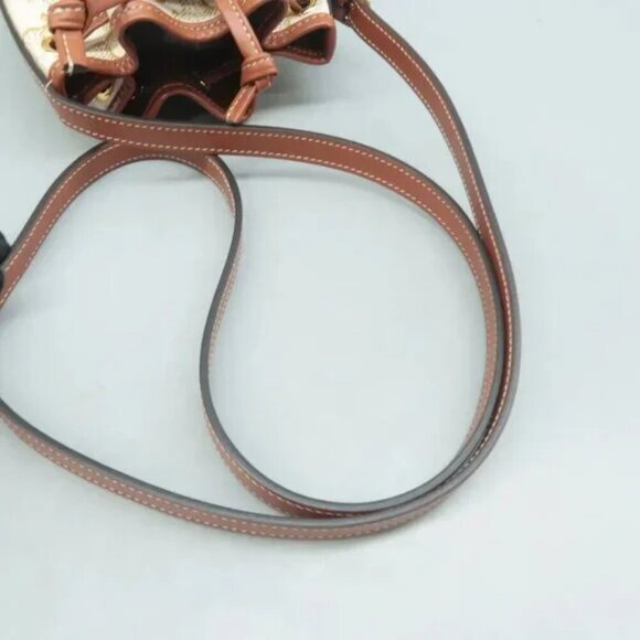 100% Authentic CELINE Drawstring Bucket White Leather Shoulder Bag 1122-10424 - Picture 9 of 12